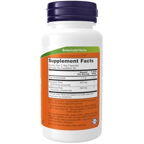 NOW Supplements, Echinacea & Goldenseal Root, Herbal Blend, 100 Veg Caps | Immune Support with North American Roots thumbnail 2