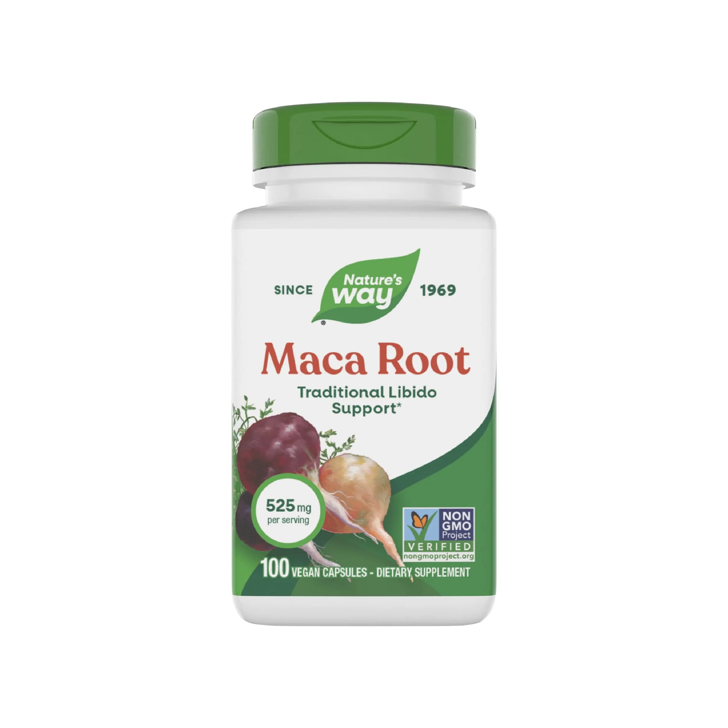 Nature's Way Maca Root Capsules 100 Count | Traditional Libido Support with 525 mg Maca — No Color