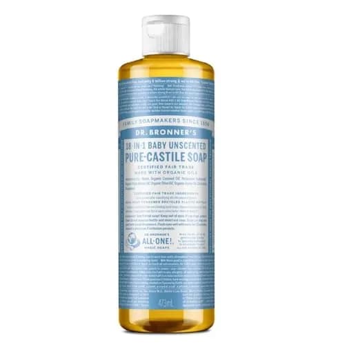 Dr. Bronner's Baby Mild Pure-Castile Liquid Soap Unscented 473ml (16 Fl Oz) | Gentle Hypoallergenic Cleanser thumbnail 1