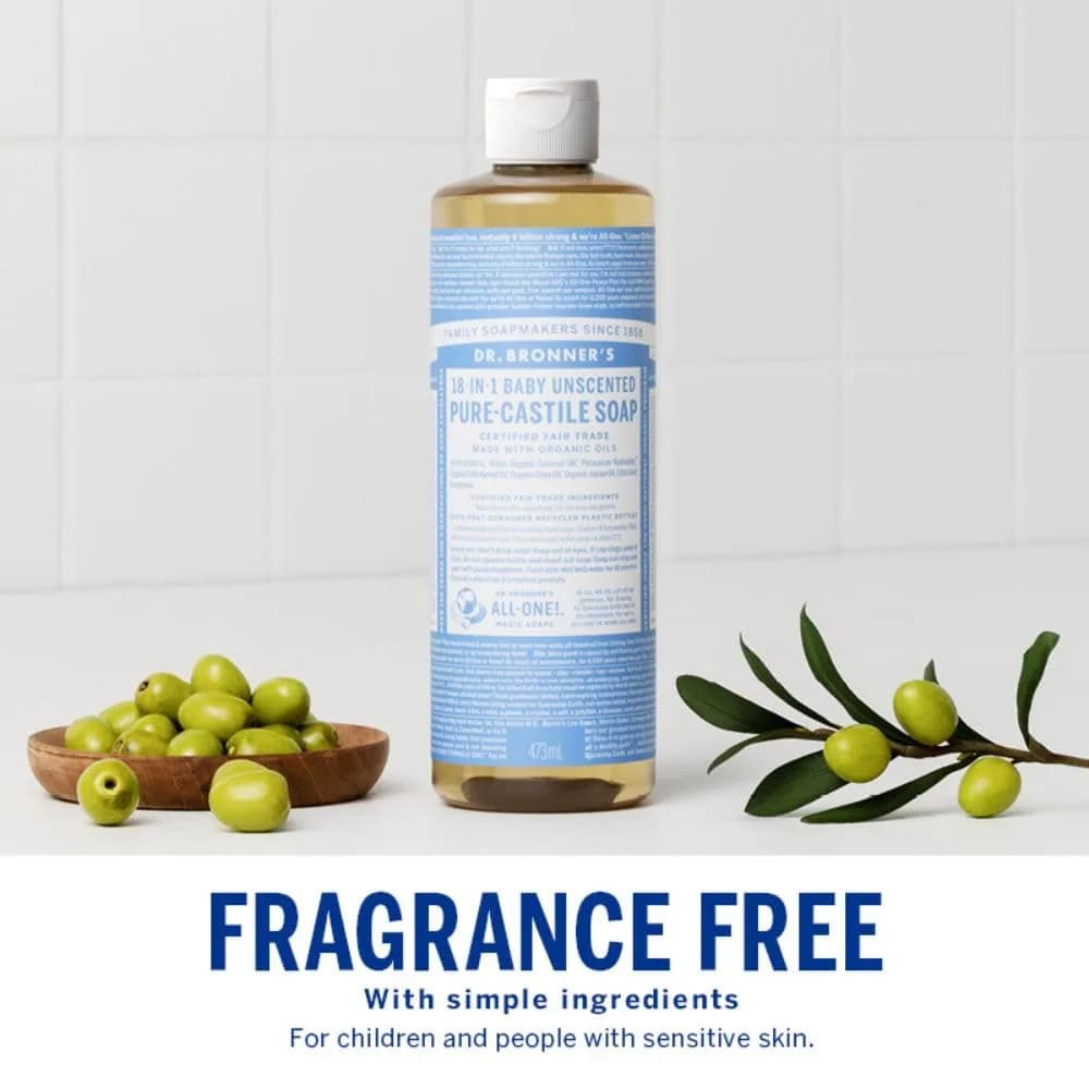 Dr. Bronner's Baby Mild Unscented Pure-Castile Liquid Soap 16 Fl Oz (475ml) | Organic Oils - view 3