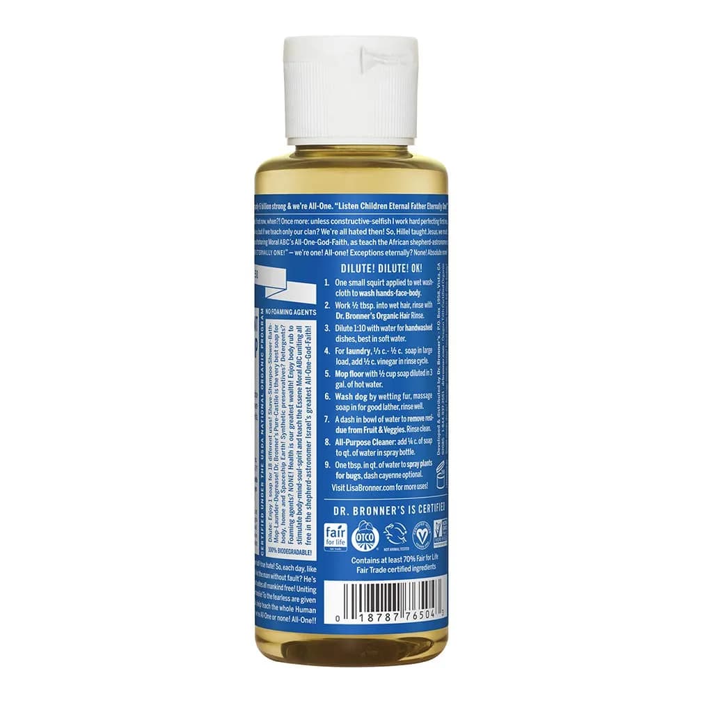 Dr. Bronner's Pure-Castile Liquid Soap Peppermint 4 Fl Oz (Pack of 1) | All-Purpose Natural Cleanser - view 2