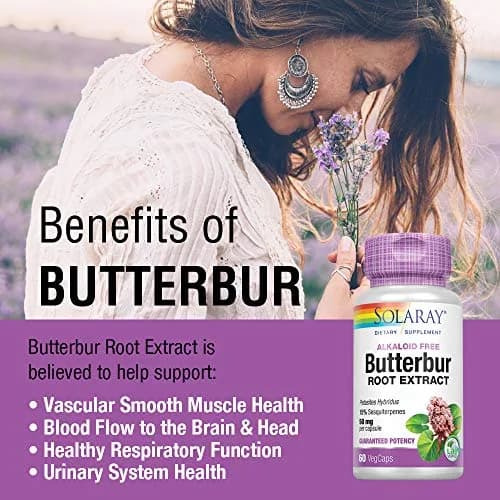 SOLARAY Butterbur Root Extract 50 mg Supplement | 60 Veg Caps for Vascular Smooth Muscle, Respiratory & Urinary Health thumbnail 4
