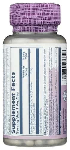 SOLARAY Butterbur Root Extract 50 mg Supplement | 60 Veg Caps for Vascular Smooth Muscle, Respiratory & Urinary Health thumbnail 3