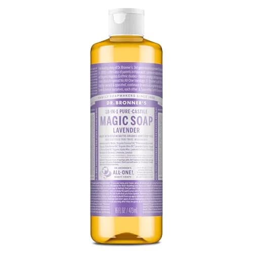 Dr. Bronner's Pure-Castile Liquid Soap Lavender 472ml (16 Fl Oz) | Gentle Organic 18-in-1 Use All-Purpose Cleanser — 16 Fl Oz