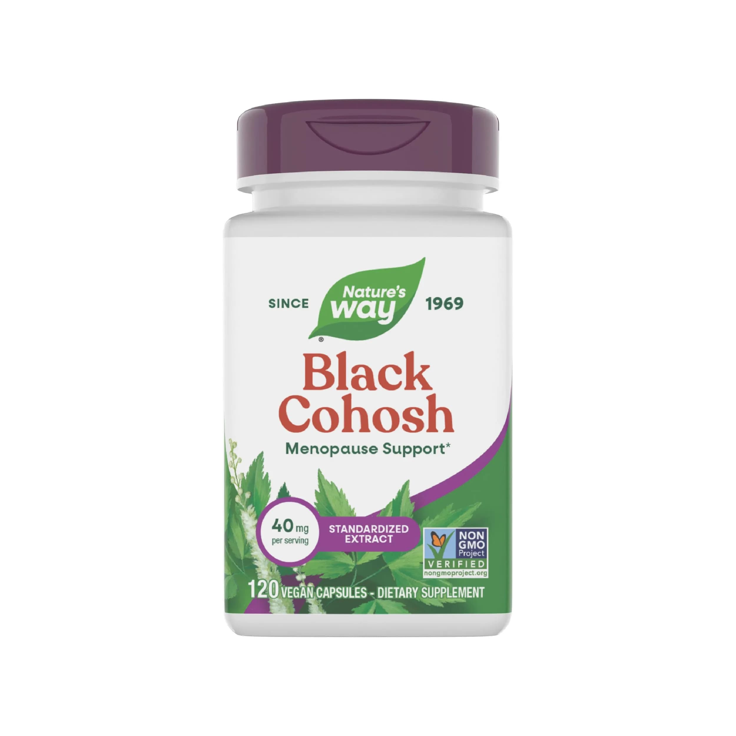 Nature's Way Black Cohosh Menopause Support Supplement for Women 120 Count | Standardized Extract Capsules for Hot Flashes & Night Sweats - main product image