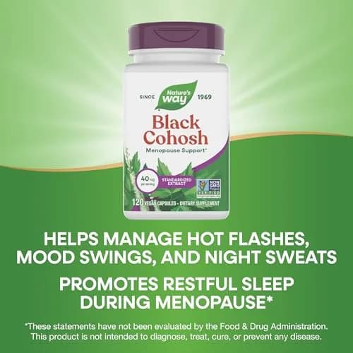 Nature's Way Black Cohosh Menopause Support Supplement for Women 120 Count | Standardized Extract Capsules for Hot Flashes & Night Sweats thumbnail 4