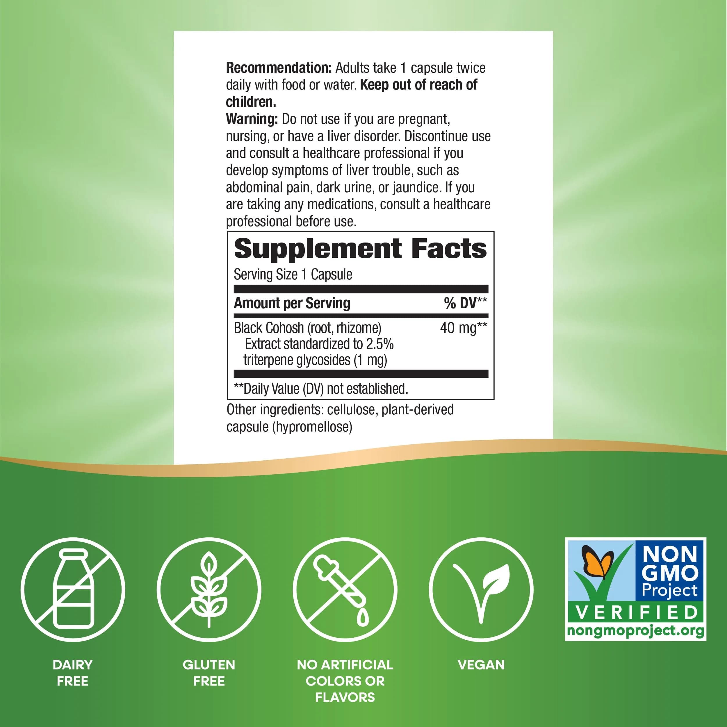Nature's Way Black Cohosh Menopause Support Supplement for Women 120 Count | Standardized Extract Capsules for Hot Flashes & Night Sweats - view 5