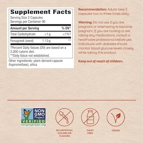 Nature's Way Fenugreek Seed Capsules 180 Count | Traditional Lactation & Digestion Support thumbnail 7