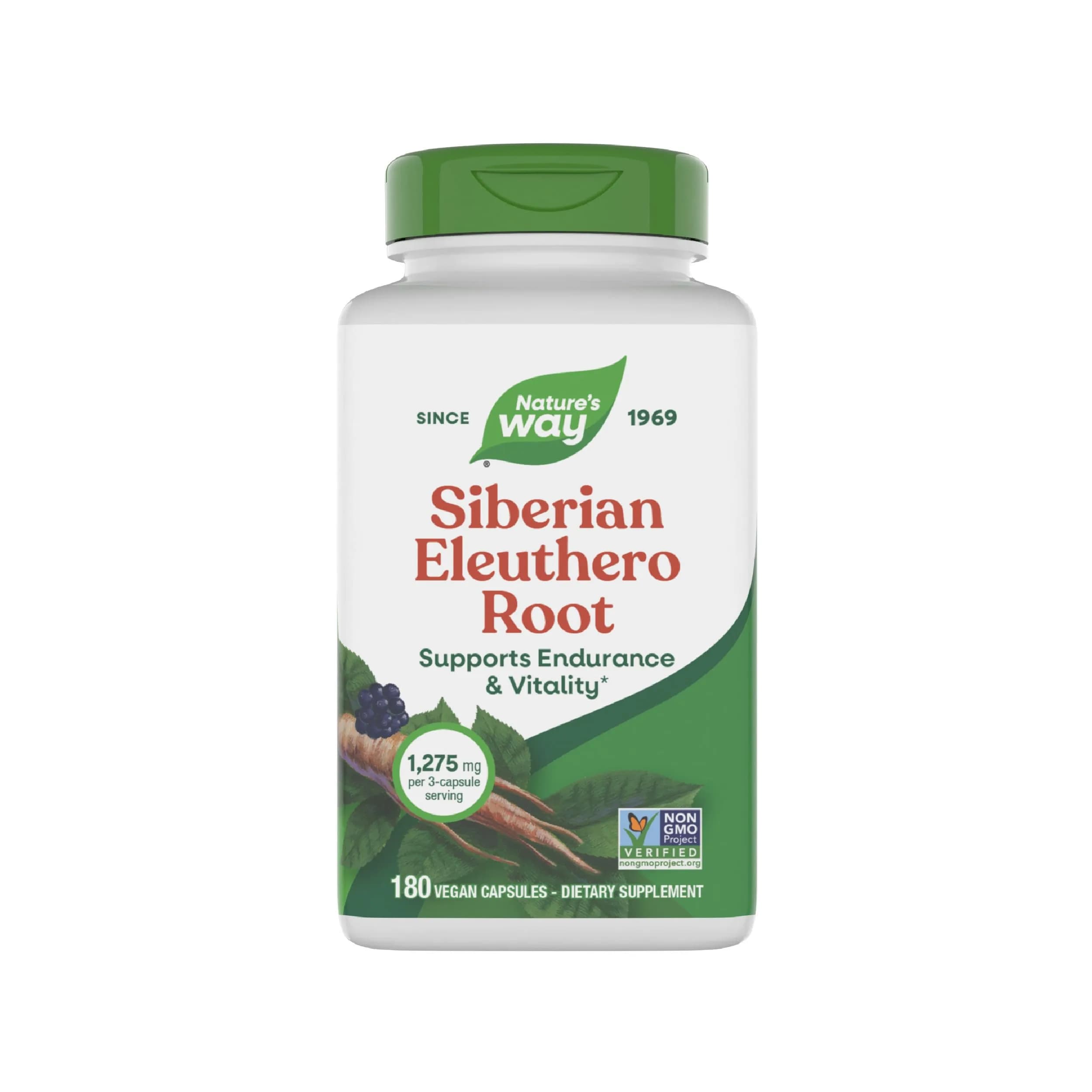 Nature's Way Siberian Eleuthero Root Capsules 180 Count (180 Count) | Adaptogen for Endurance and Vitality