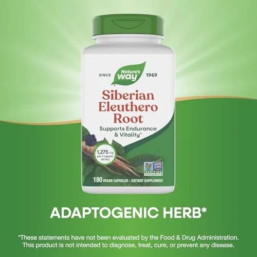 Nature's Way Siberian Eleuthero Root Capsules 180 Count (180 Count) | Adaptogen for Endurance and Vitality thumbnail 4