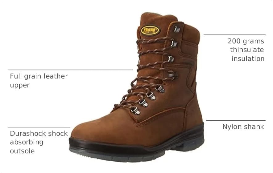 Wolverine Durashocks 8in Industrial Boots | Unisex Work Safety Footwear with Shock Absorbing Pads thumbnail 4