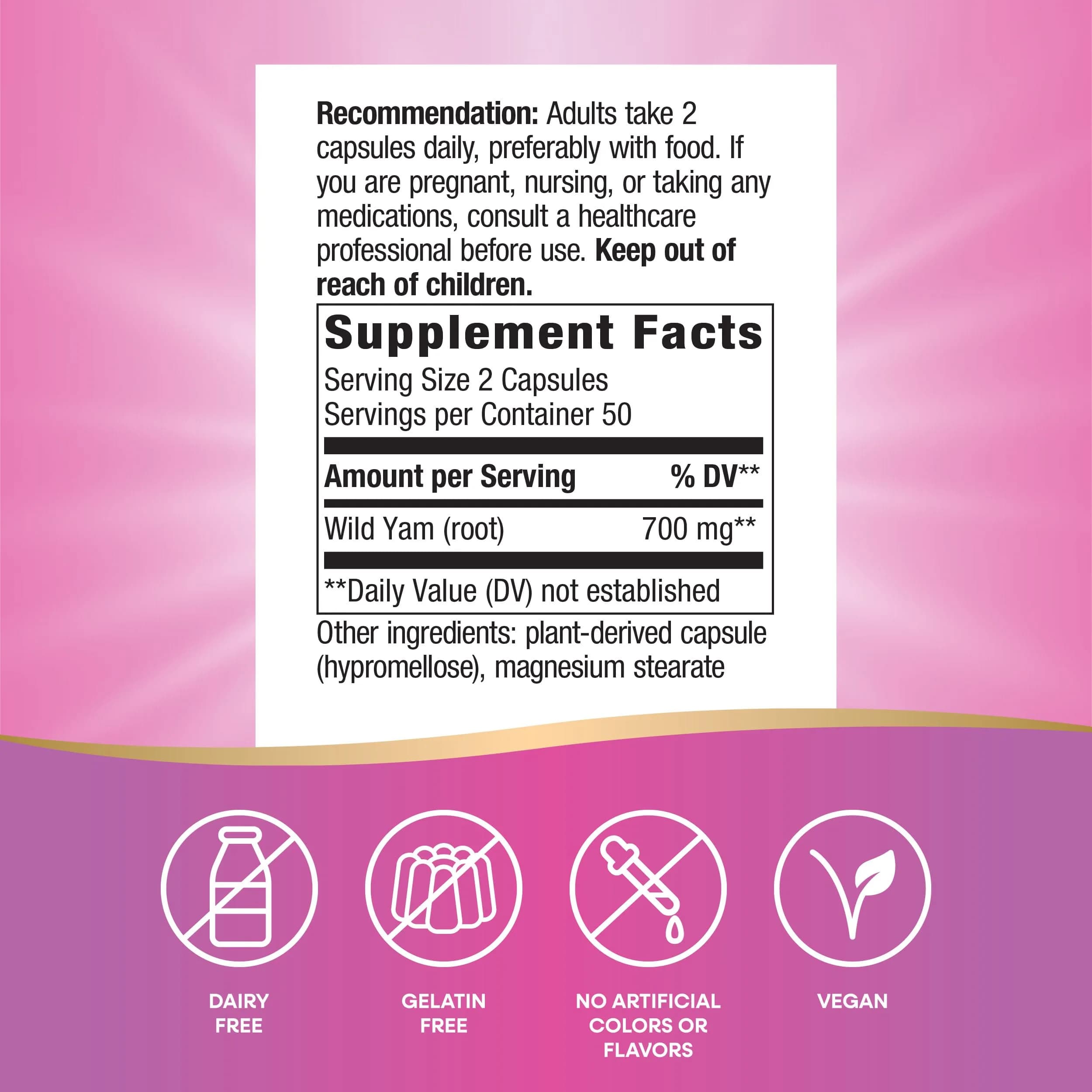 Nature's Way Wild Yam Root Capsules 700 mg 100 Count | Traditional Women's Health Support - view 5