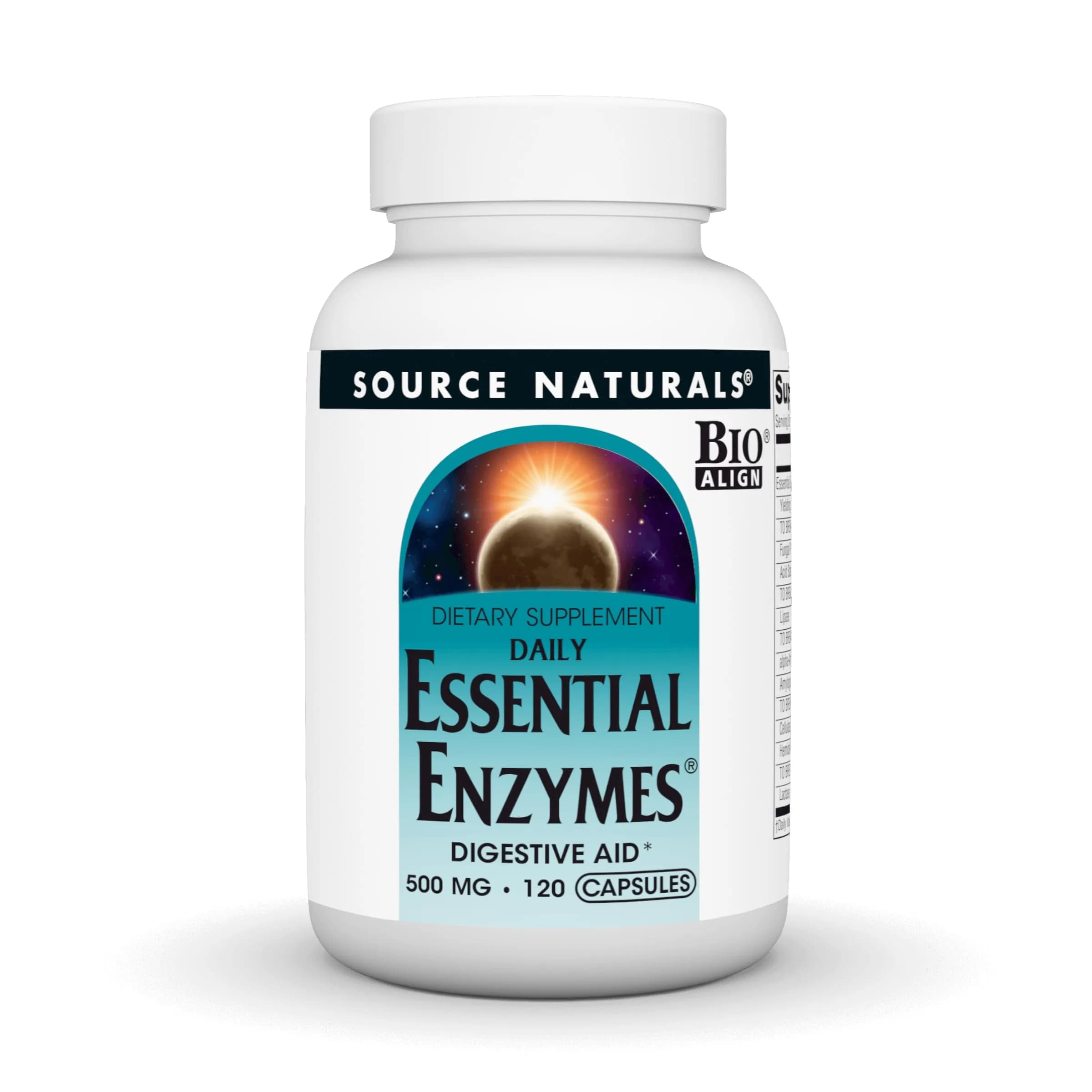 Source Naturals Daily Essential Enzymes, 500 mg | Digestive Support & Nutrient Absorption — No Color