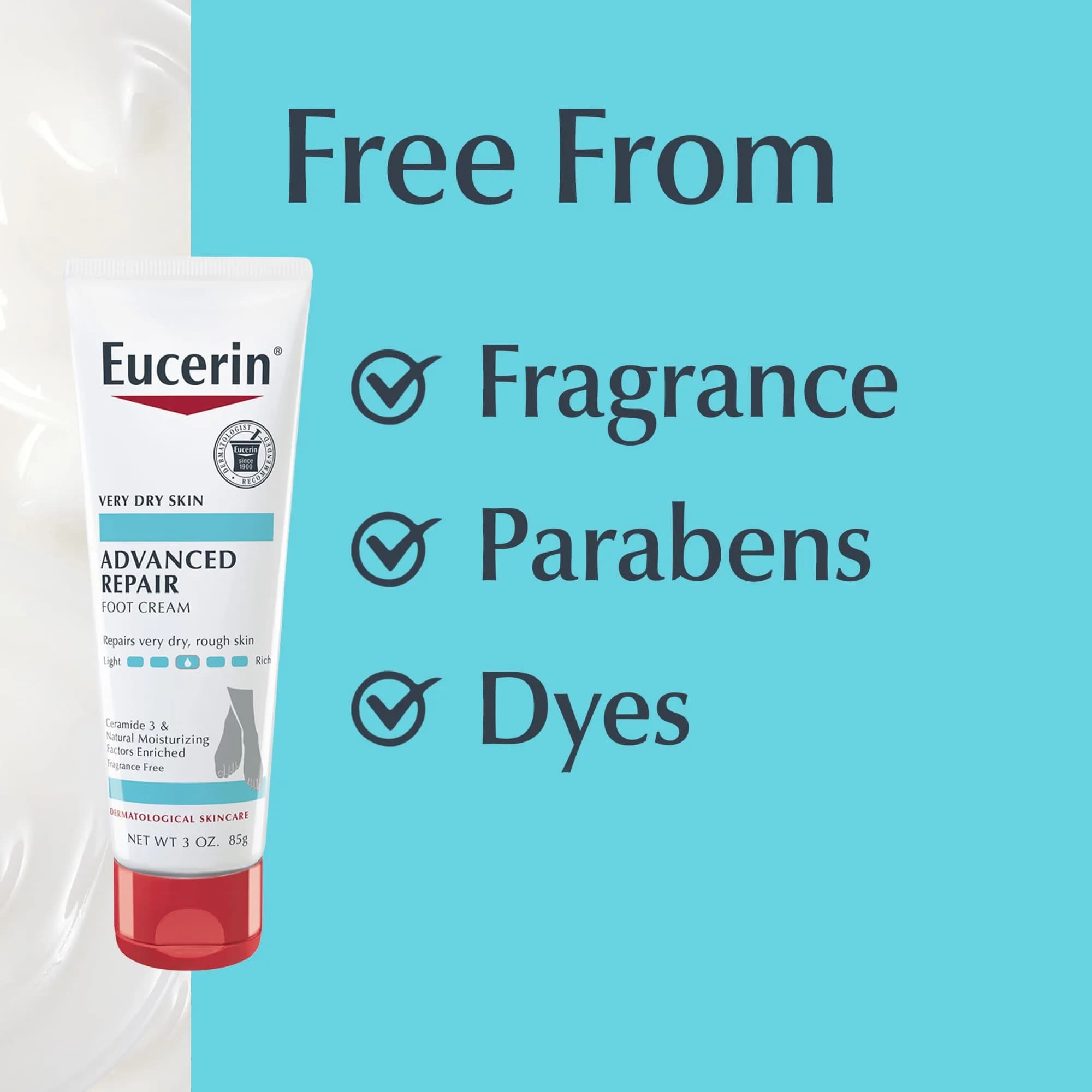Eucerin Advanced Repair Foot Cream, Urea Enriched, Unscented 261ml (9 Fl Oz) | Triple Moisturizing Complex for Dry Feet - view 7