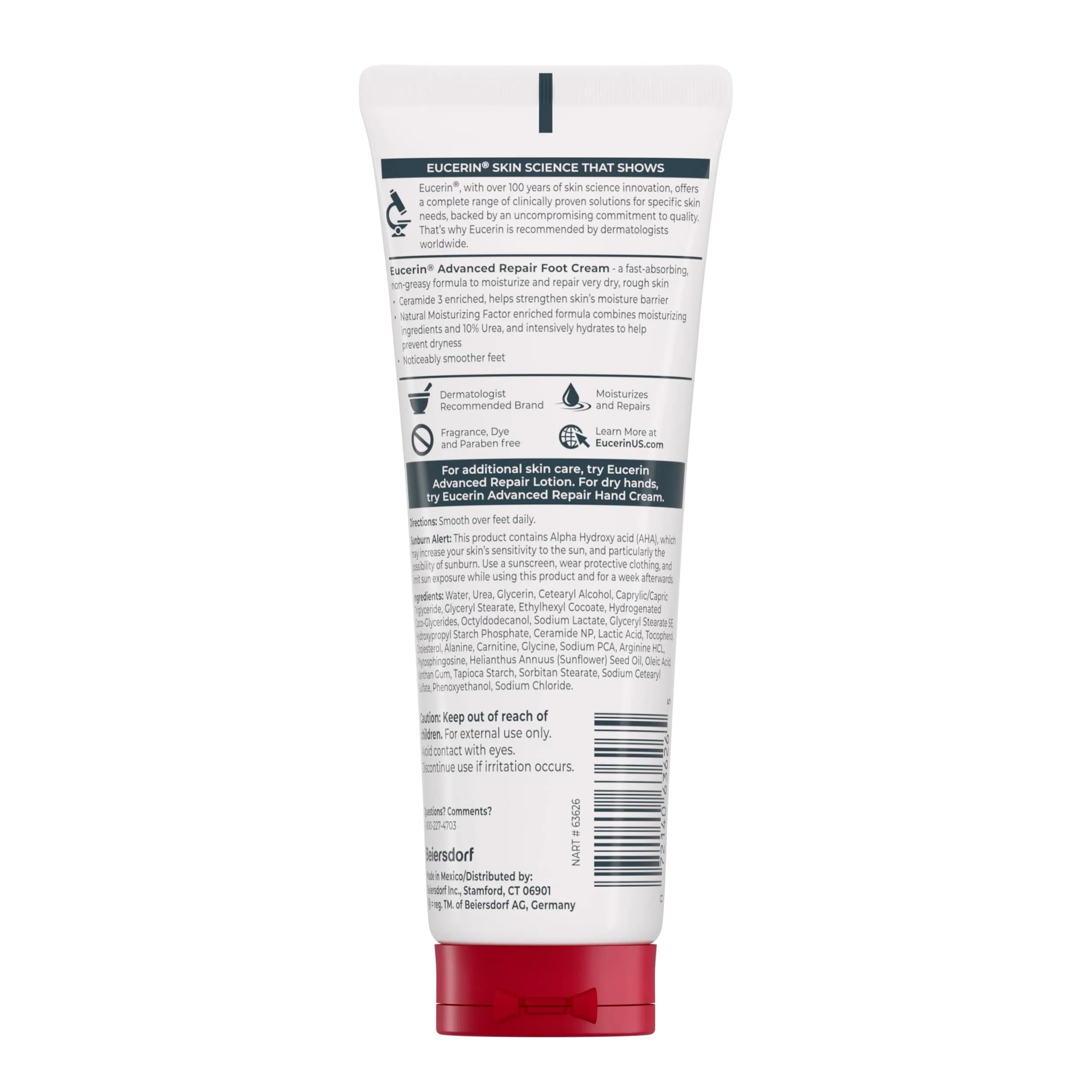 Eucerin Advanced Repair Foot Cream, Urea Enriched, Unscented 261ml (9 Fl Oz) | Triple Moisturizing Complex for Dry Feet - view 3
