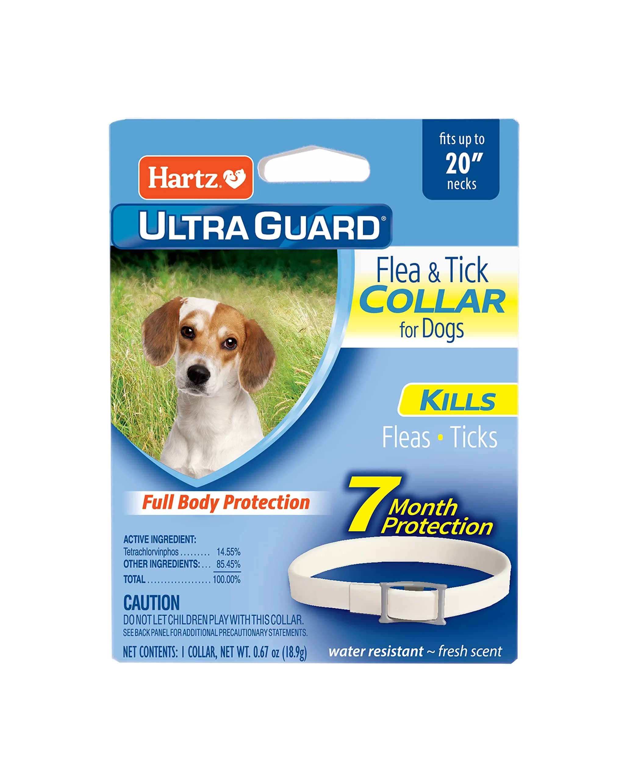 Hartz UltraGuard Flea & Tick Collar for Dogs & Puppies, White, 7-Month Protection | 20 Inch Neck - main product image