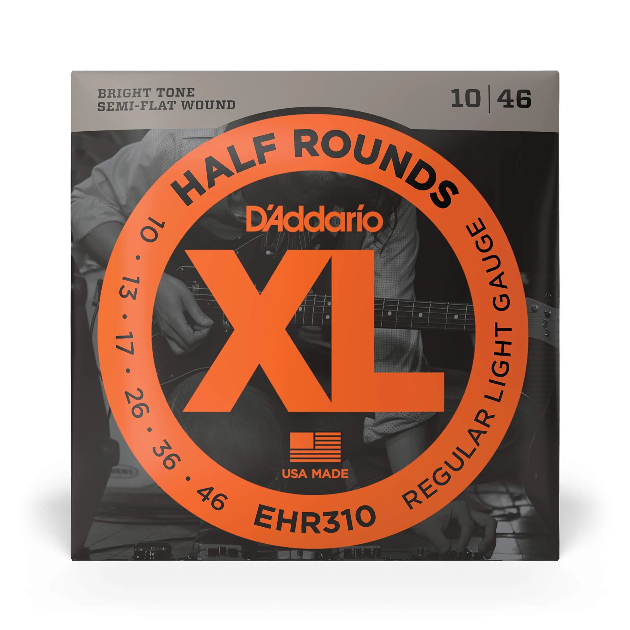 D'Addario XL Half Rounds Electric Guitar Strings EHR310 Regular Light 10-46 | Smooth Feel, Reduced Finger Noise - view 2