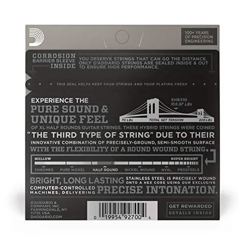D'Addario XL Half Rounds Electric Guitar Strings EHR310 Regular Light 10-46 | Smooth Feel, Reduced Finger Noise thumbnail 3
