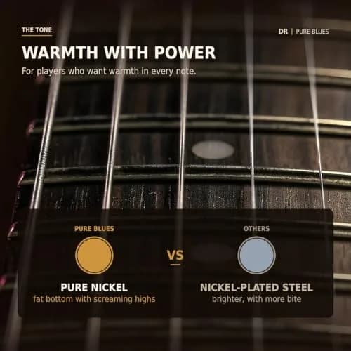 DR Strings PURE BLUES Pure Nickel Electric Guitar Strings Medium 10-46 | Vintage Tone for Blues & Rock thumbnail 3