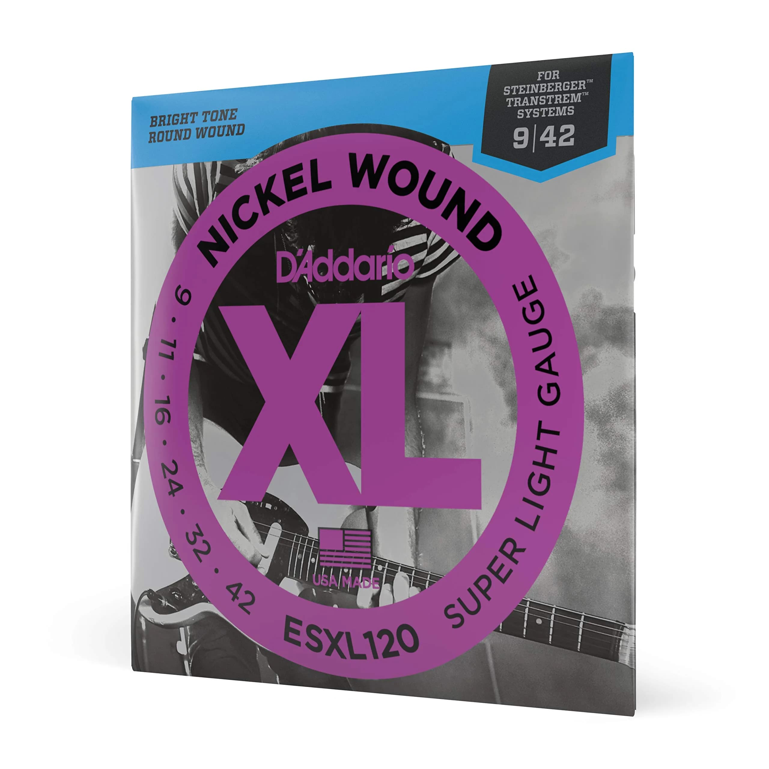 D'Addario XL Nickel Electric Guitar Strings ESXL120 Super Light Double Ball End 09-42 | Bright Tone, Perfect Intonation - main product image