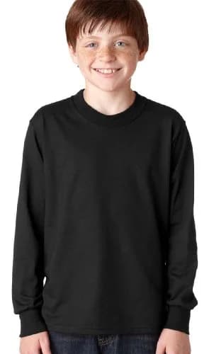 Jerzees Youth 5.6 oz. DRI-POWER® ACTIVE Long-Sleeve T-Shirt L Black | Breathable Cotton-Poly Blend for Active Wear thumbnail 1