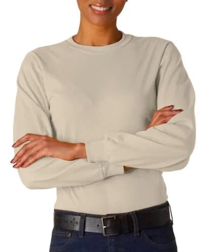 Jerzees Adult Long-Sleeve Heavyweight Blend T-Shirt (Sandstone) XL | Seamless Cotton-Polyester - main product image