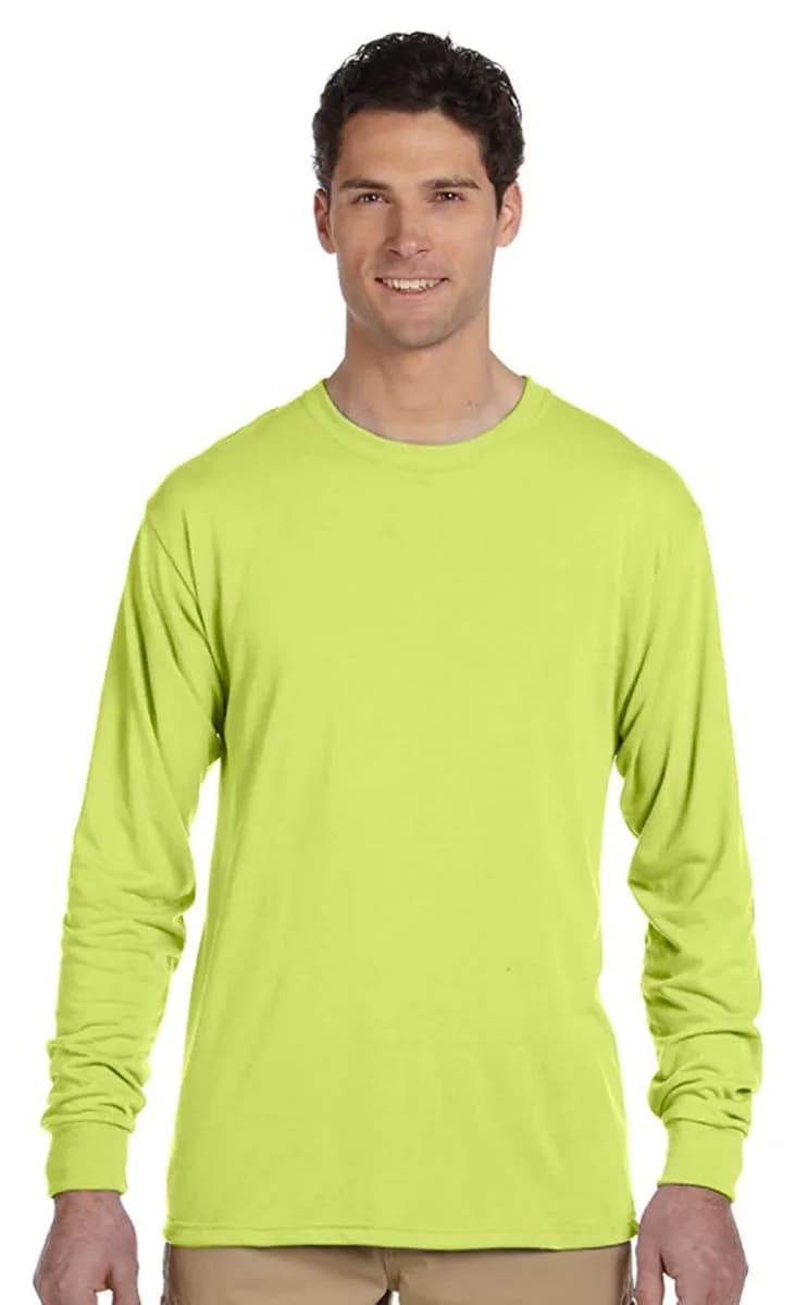 Jerzees Crew Neck Sweatshirt 8oz Poly/Cotton Blend Safety Green Adult Medium | Soft Pill-Resistant Fleece - main product image