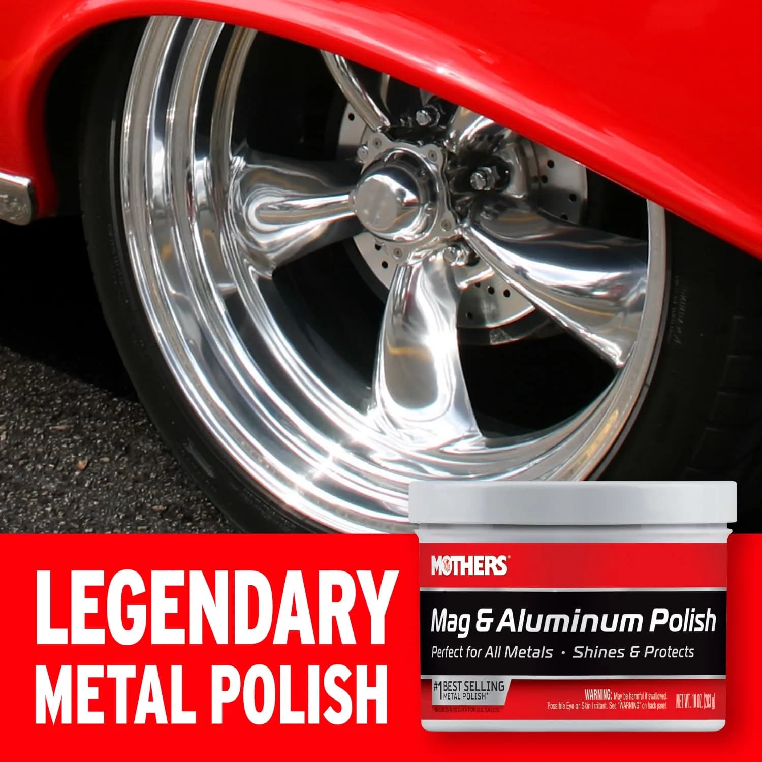 Mothers Mag & Aluminum Polish 283g (10 oz) | Brilliant Shine for Automotive Metals - view 2