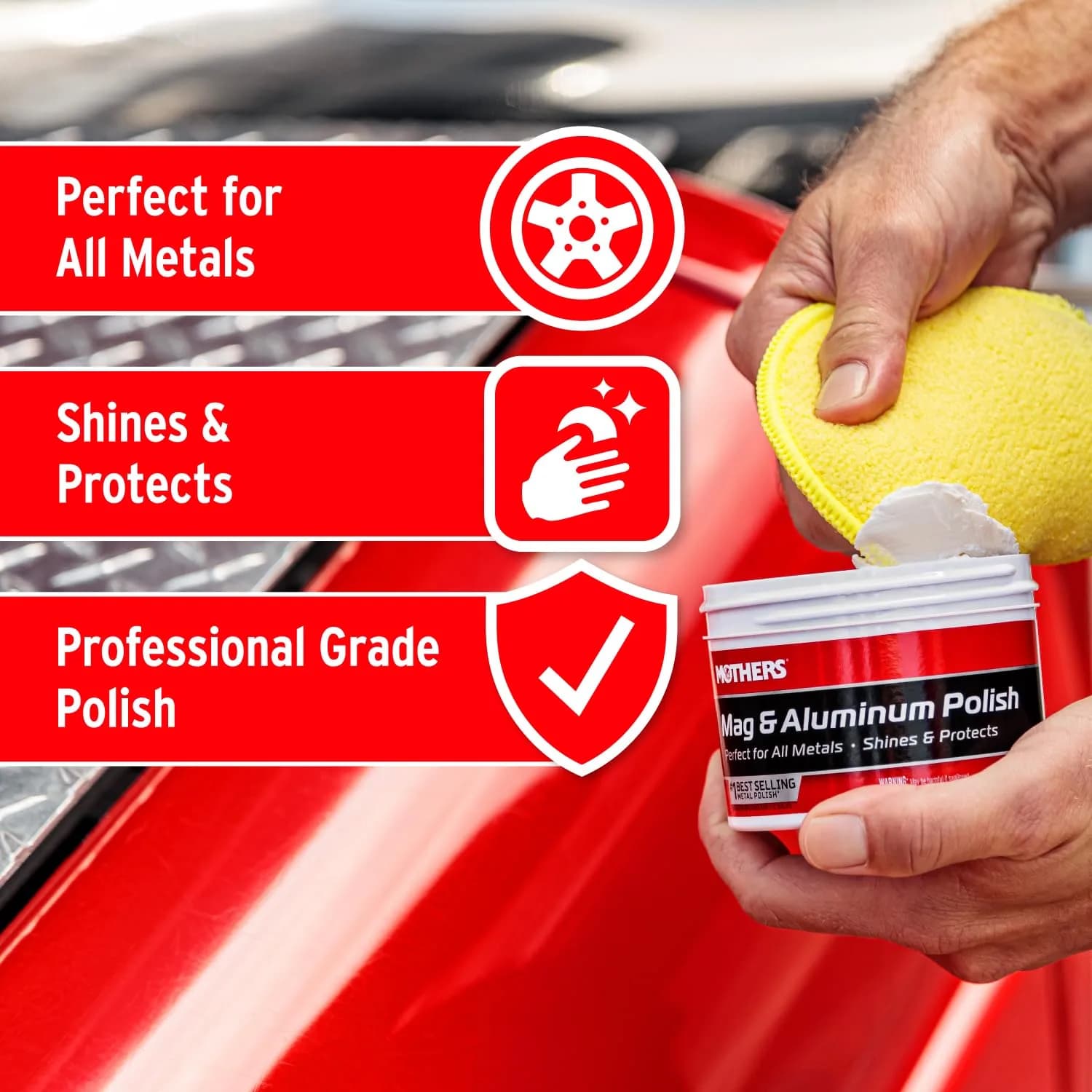 Mothers Mag & Aluminum Polish 283g (10 oz) | Brilliant Shine for Automotive Metals - view 3