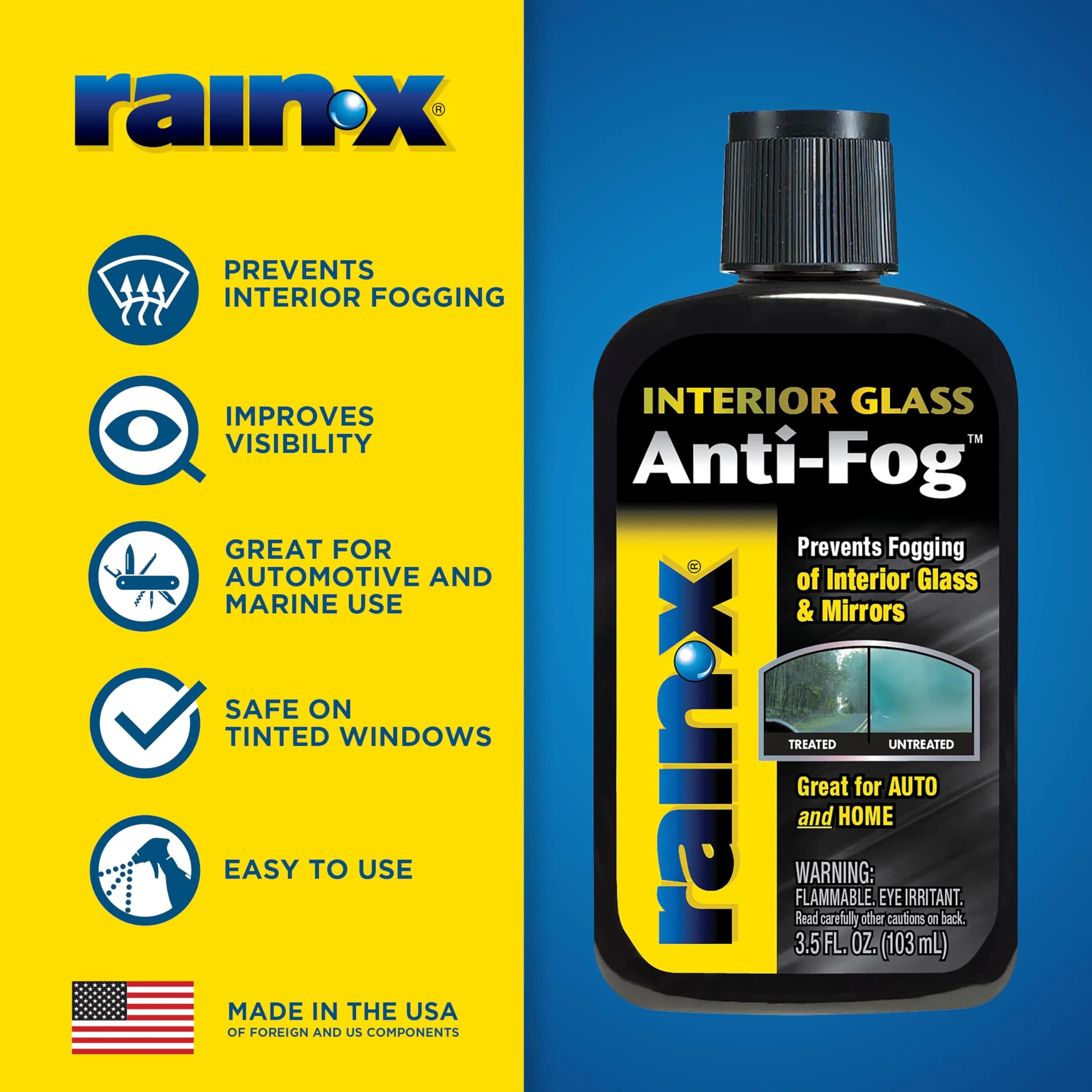 Rain-X Anti-Fog Treatment 103ml (3.5 Fl Oz) | Prevents Fogging on Auto & Home Glass - view 2