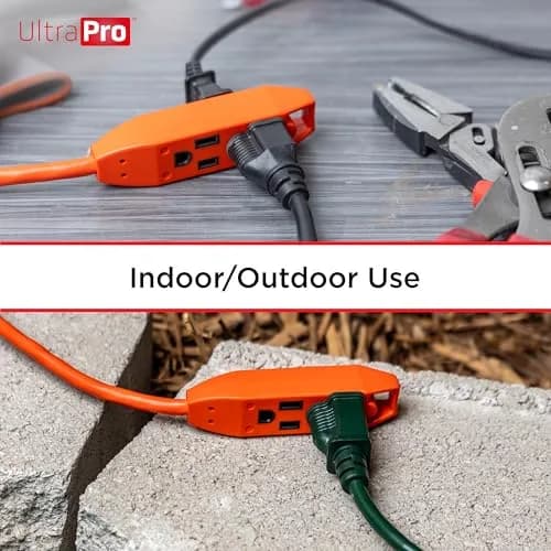 UltraPro 50 Ft Indoor Extension Cord 3 Outlet Power Strip | Heavy Duty 16 Gauge, Orange, ETL Listed thumbnail 4