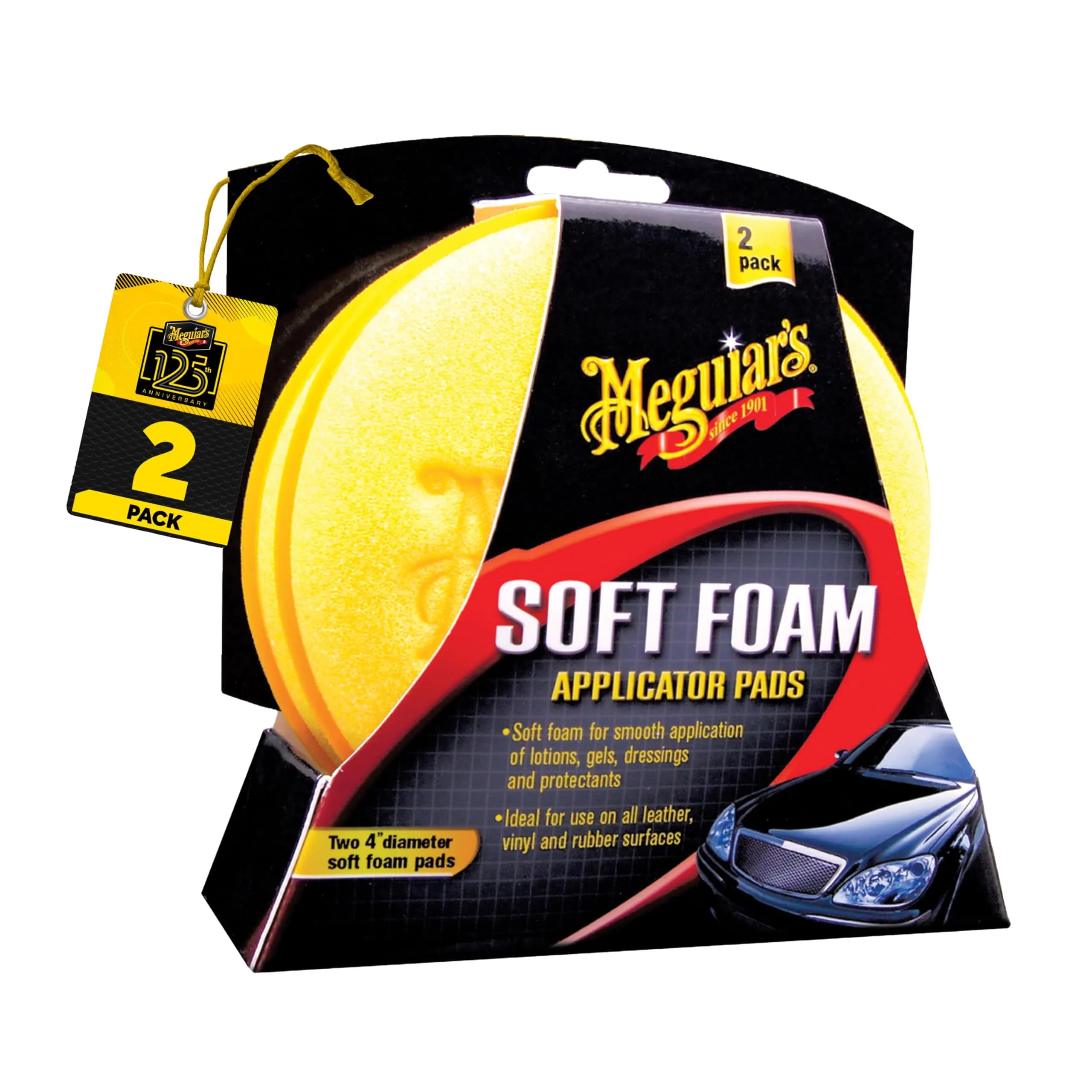 Meguiar's Applicator Pads, 4" | Soft Foam for Car & Tire Detailing, 2 Pack