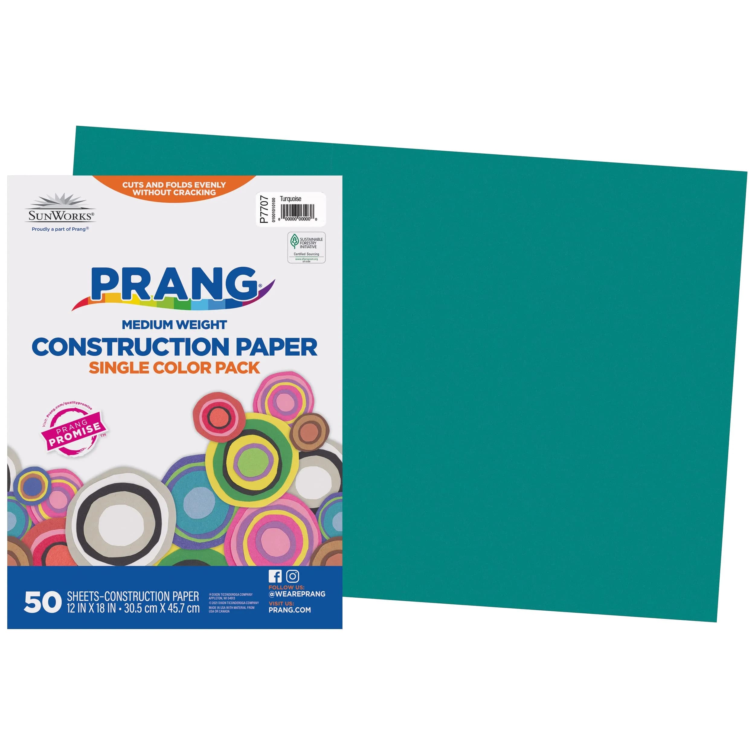 Prang Construction Paper, Sky Blue, 12" x 18", 50 Sheets | Heavyweight Art Paper for Crafts — Turquoise / 50 Sheets