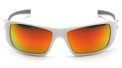 Pyramex Goliath Safety Eyewear White Frame Sky Red Mirror Lens | Impact Resistant Polycarbonate thumbnail 2