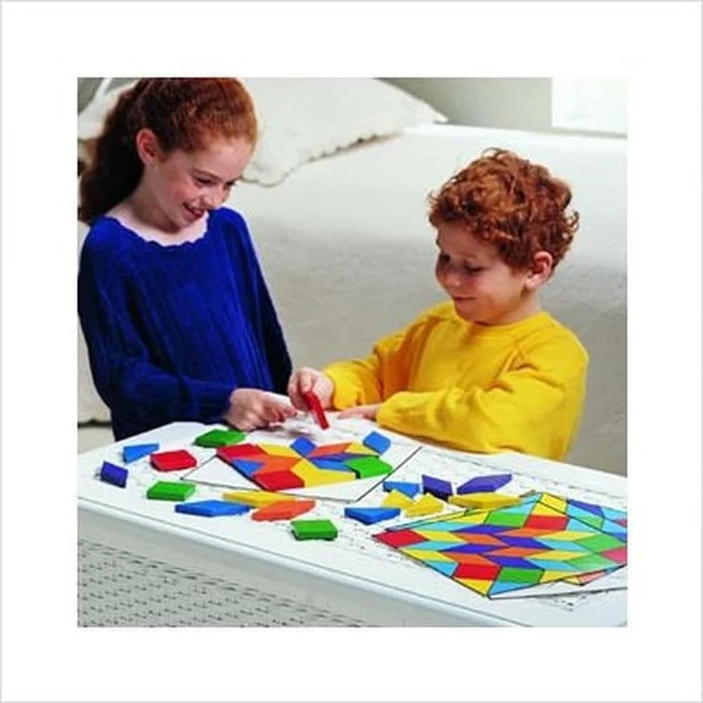 Learning Resources Parquetry Blocks & 20 Pattern Cards | Geometric Shapes & Pattern Recognition (25cm x 25cm x 4.45cm) - view 2
