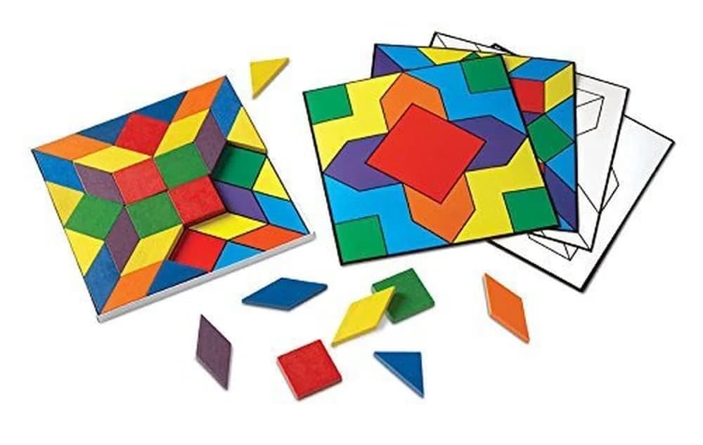 Learning Resources Parquetry Blocks & 20 Pattern Cards | Geometric Shapes & Pattern Recognition (25cm x 25cm x 4.45cm) - view 3
