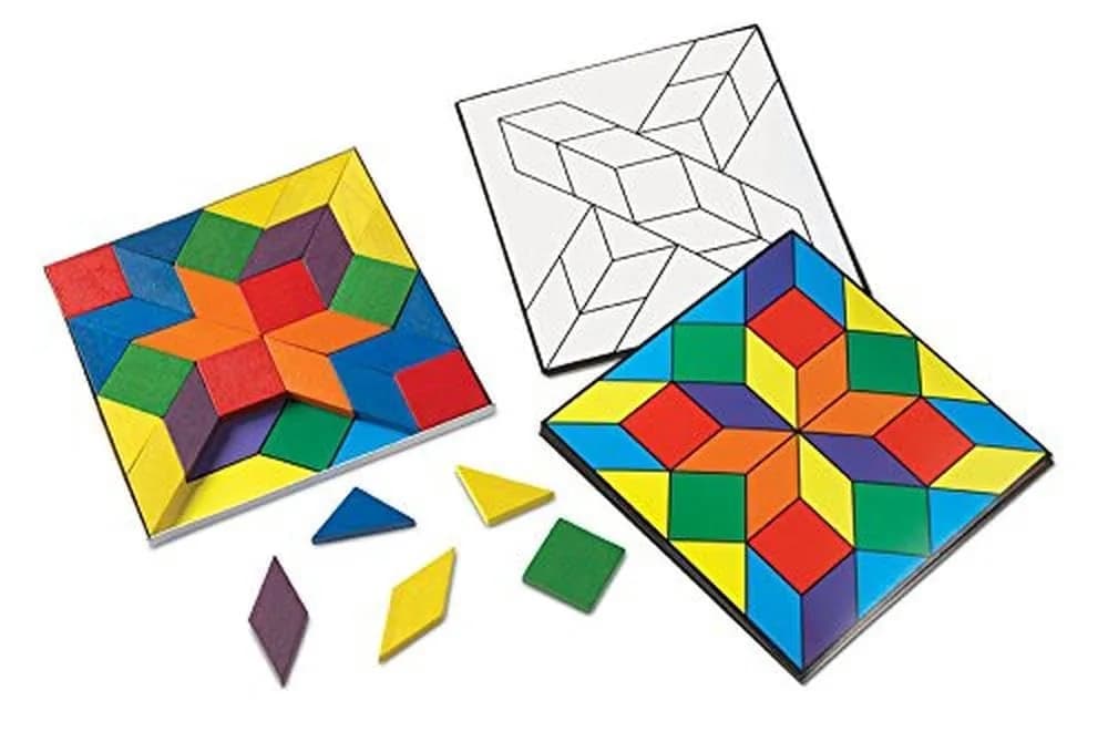 Learning Resources Parquetry Blocks & 20 Pattern Cards | Geometric Shapes & Pattern Recognition (25cm x 25cm x 4.45cm) - view 4