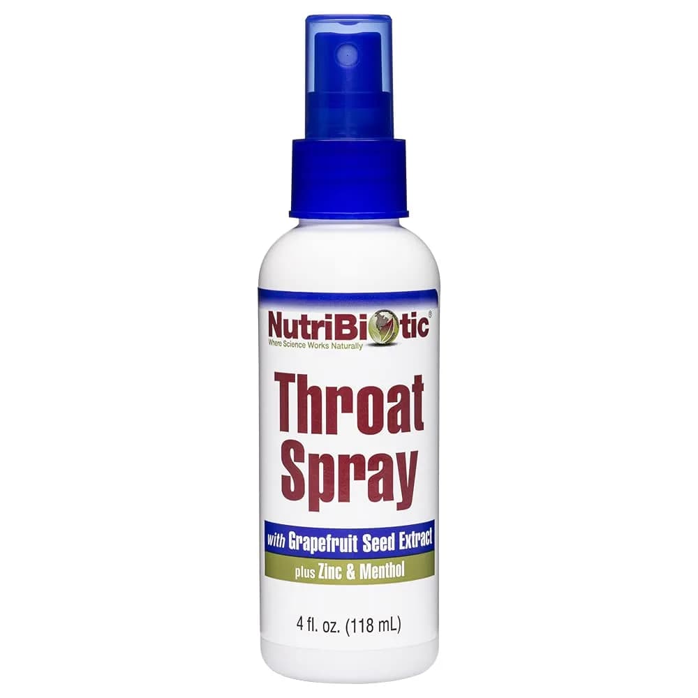 NutriBiotic Throat Spray with GSE, Zinc & Menthol 118ml (4 Fl Oz) | Soothing Sore Throat Support - main product image