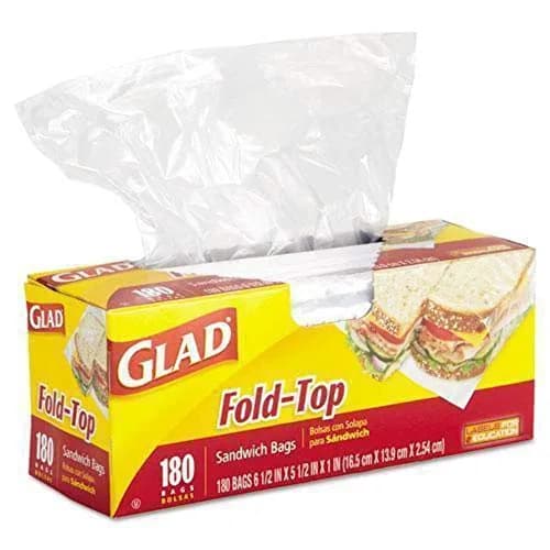 Glad Fold Top Sandwich Bags 180-Count | Pleated Bottom for More Fill thumbnail 1
