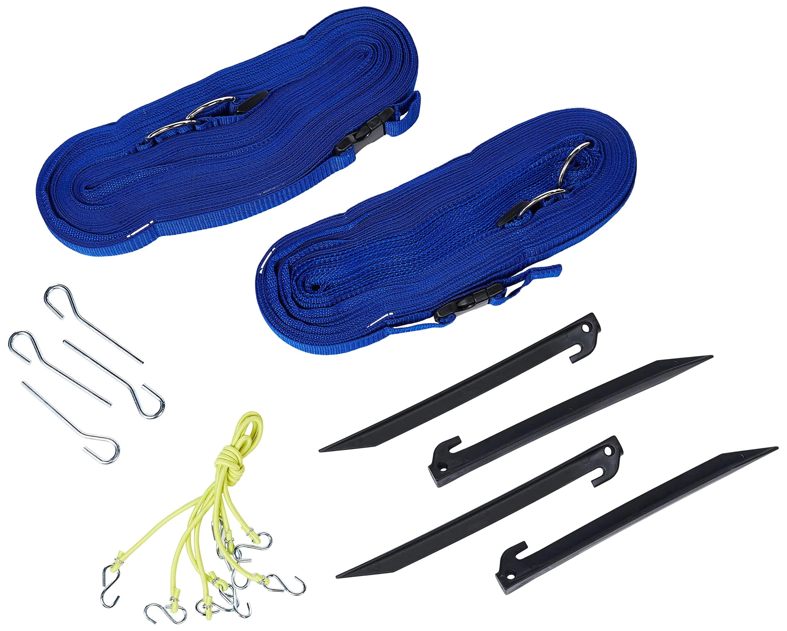 Park & Sun Sports Adjustable Outdoor Volleyball Boundary Webbing with Ground Stakes | 1" Wide Court Line Marker, Blue