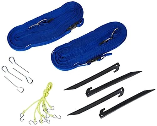 Park & Sun Sports Adjustable Outdoor Volleyball Boundary Webbing with Ground Stakes | 1" Wide Court Line Marker, Blue thumbnail 1