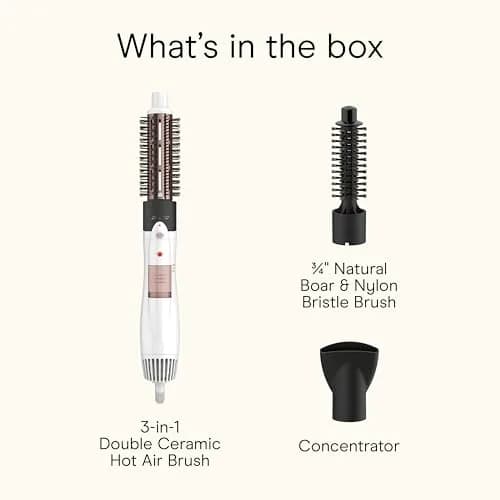 Conair Double Ceramic 3-in-1 Hot Air Brush White | Styles Curls & Straight Hair thumbnail 7