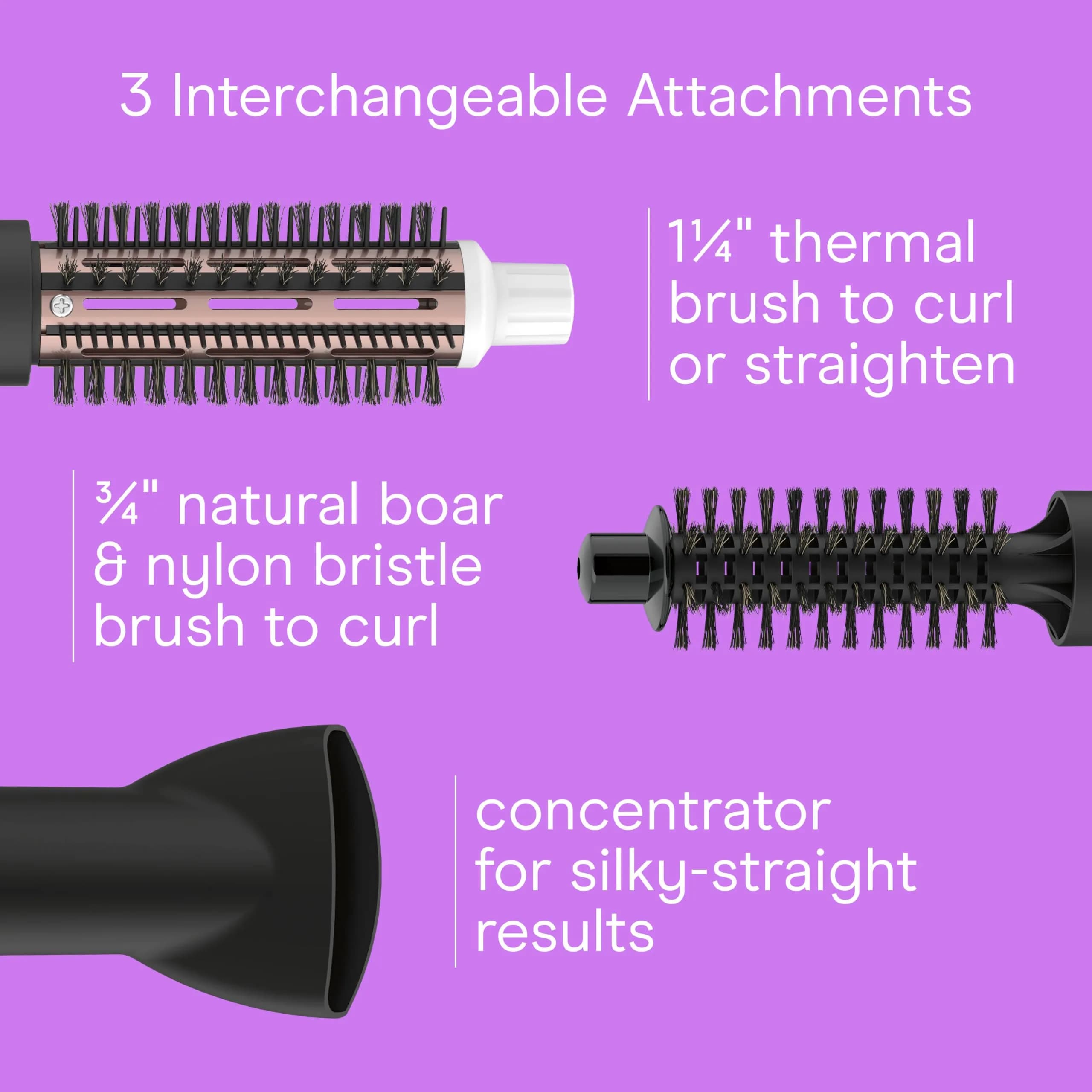Conair Double Ceramic 3-in-1 Hot Air Brush White | Styles Curls & Straight Hair - view 3