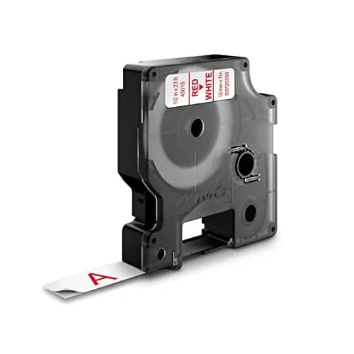 DYMO D1 Label Tape, Red on White, 12mm x 7m Roll | Authentic Belgium-Made Labeling Tape thumbnail 8