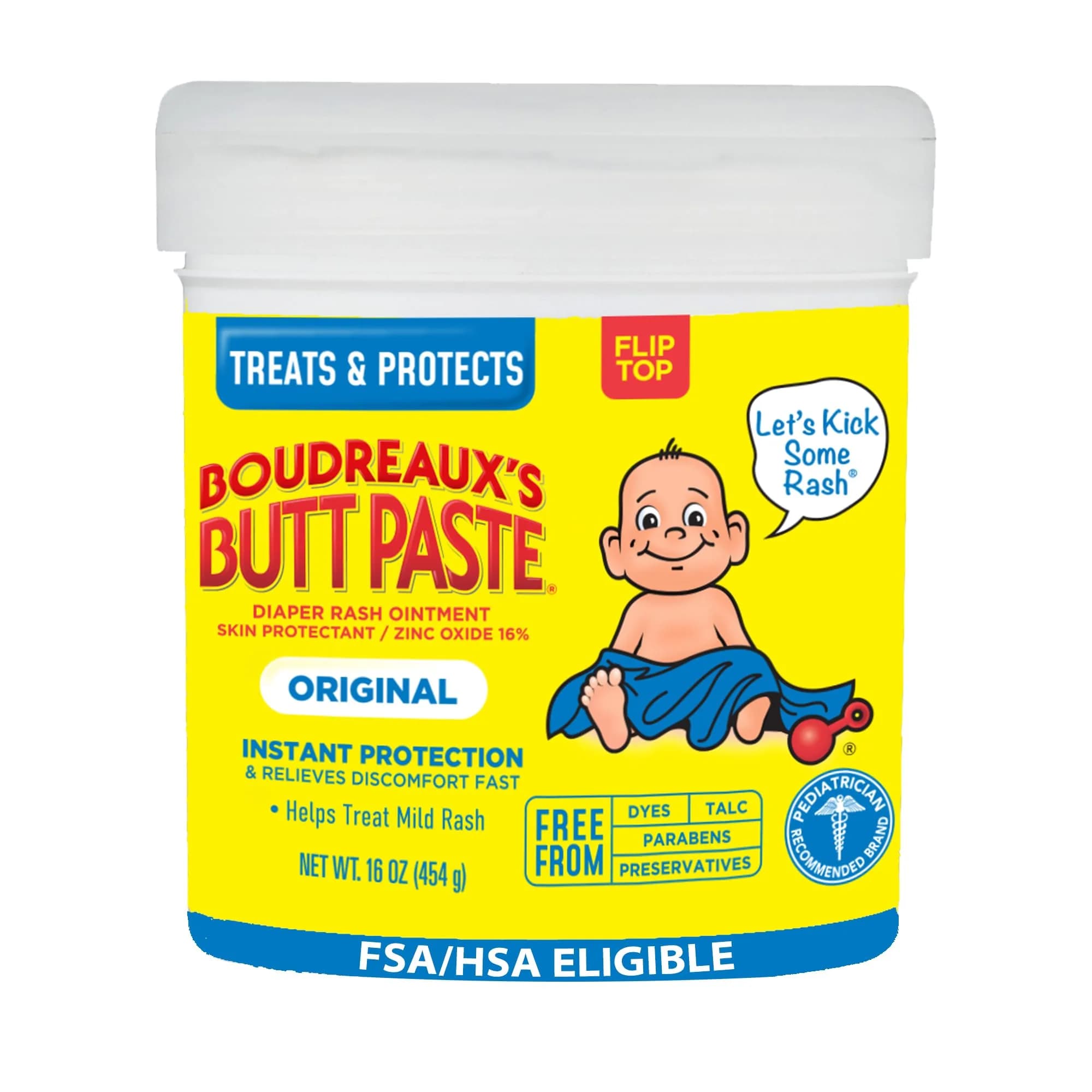 Boudreaux's Butt Paste Original Diaper Rash Cream with Zinc Oxide 16 oz (454 g) | Fast Relief for Baby Skin - main product image