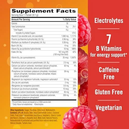 Emergen-C Raspberry 1000mg Vitamin C Powder 30 Packets | Immune Support with Zinc & B Vitamins thumbnail 7