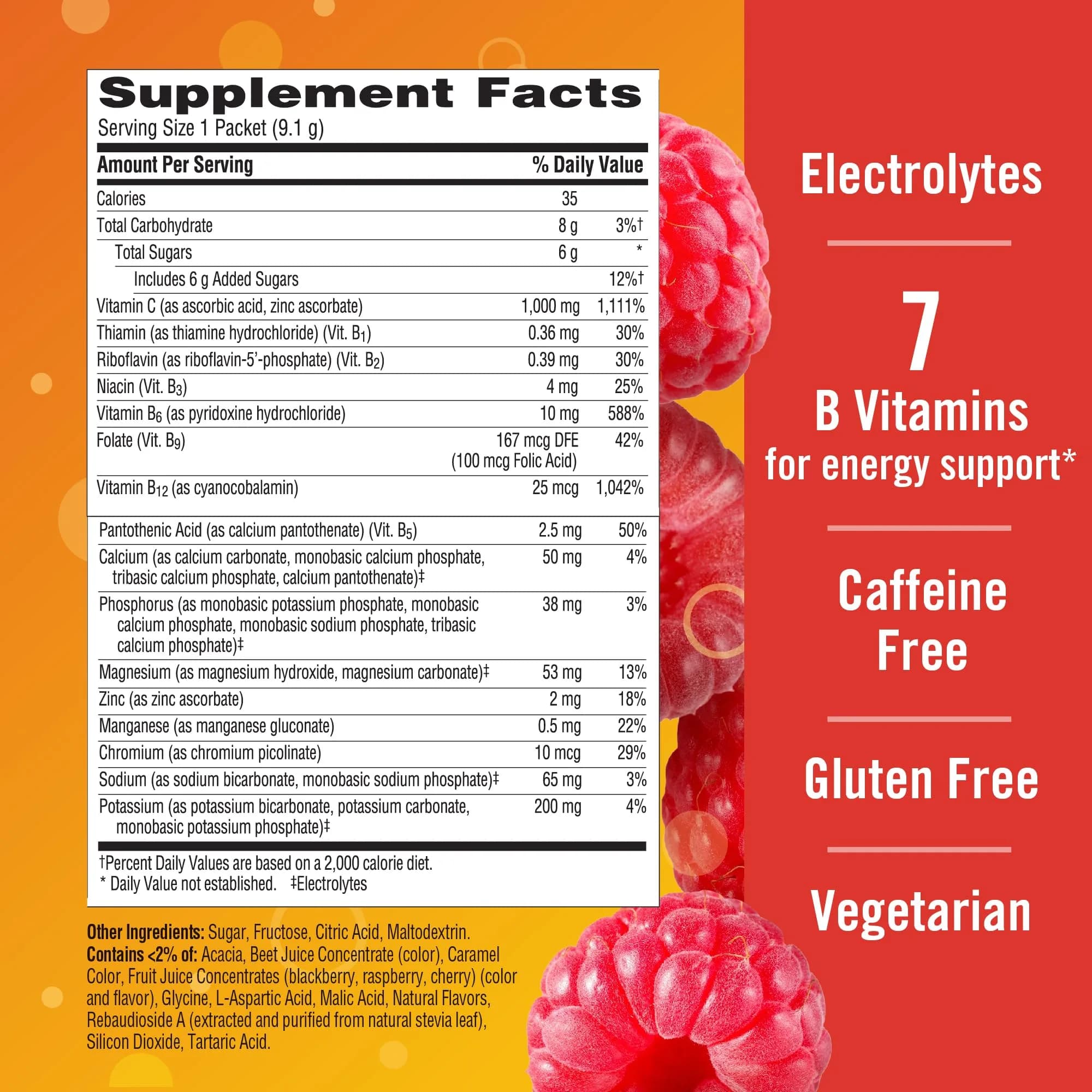 Emergen-C Raspberry 1000mg Vitamin C Powder 30 Packets | Immune Support with Zinc & B Vitamins - view 7