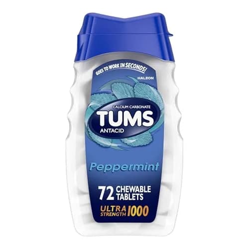 TUMS Ultra Strength Chewable Tablets 72 Count | Fast Heartburn Relief with Peppermint Flavor thumbnail 1