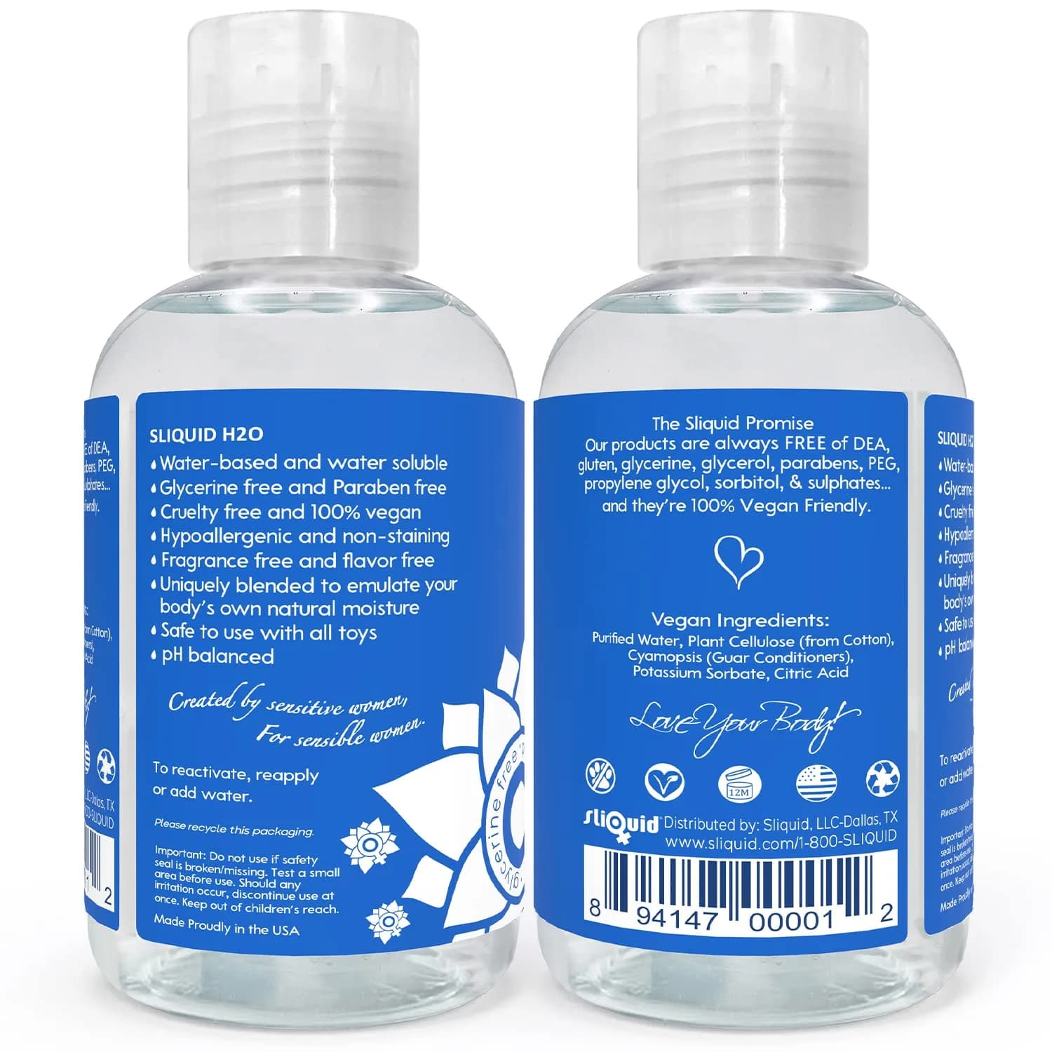 Sliquid H2O Water Based Lube Lubricant 125ml (4.2 Fl Oz) | Glycerin Free Personal Lubricant for Sex - view 2