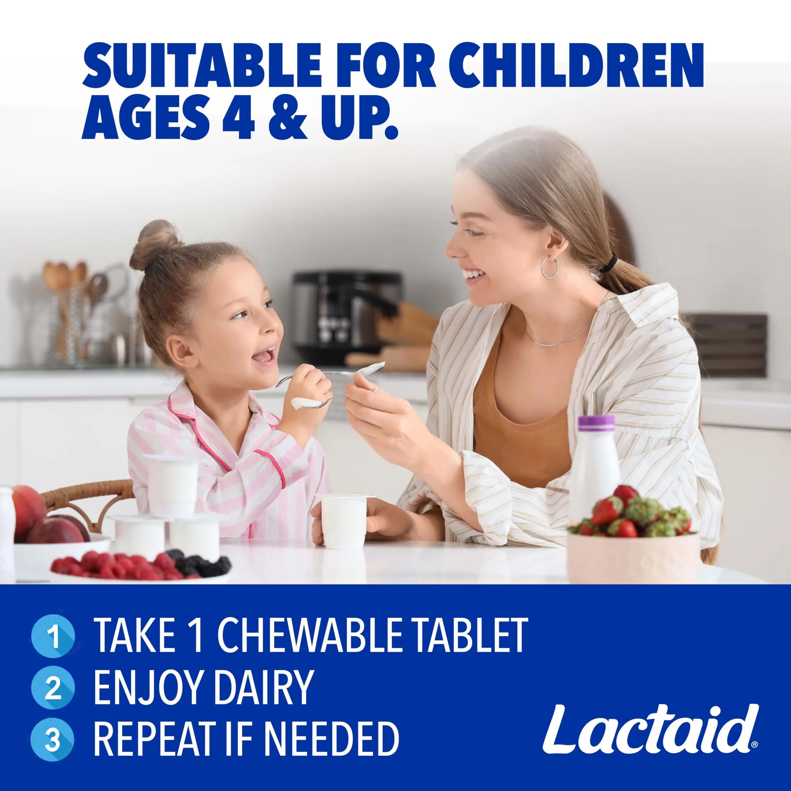 Lactaid Fast Act Chewables Vanilla Twist 60 Ct | Digestive Enzyme Tablets for Kids and Adults - view 6